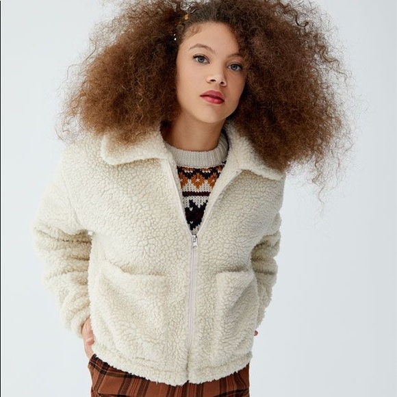 cropped faux shearling jacket